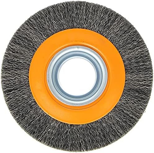 Walter 13B061 Stringer Bead Wheel Brush - 6 in. Orange Abrasive Wheel Brush with Crimped Wires, Round Hole, Carbon Steel