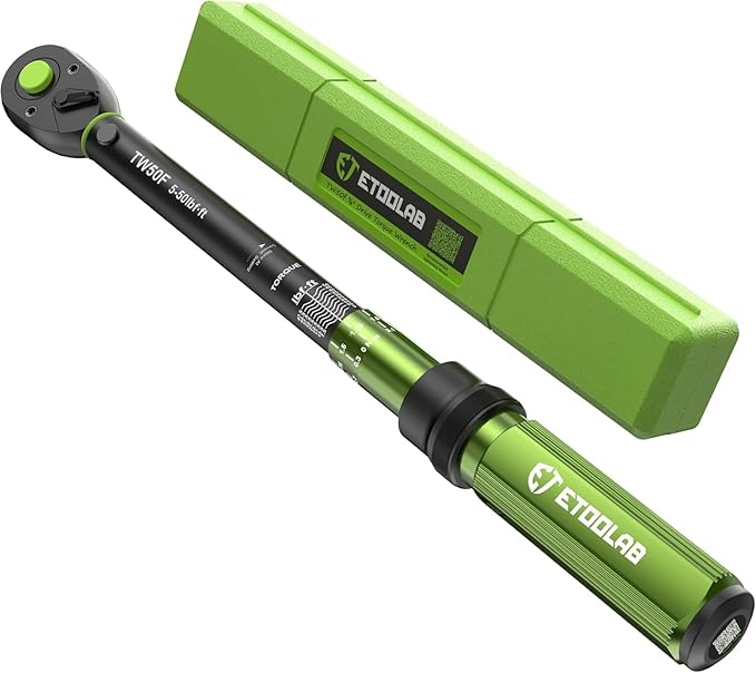 etoolab 3/8-Inch Drive Click Torque Wrench - 5-50Ft-Lb/5-69.4Nm, Dual-Direction Adjustable 72 Tooth Click Torque Wrench for Bike, Motorcycle and Car Repair
