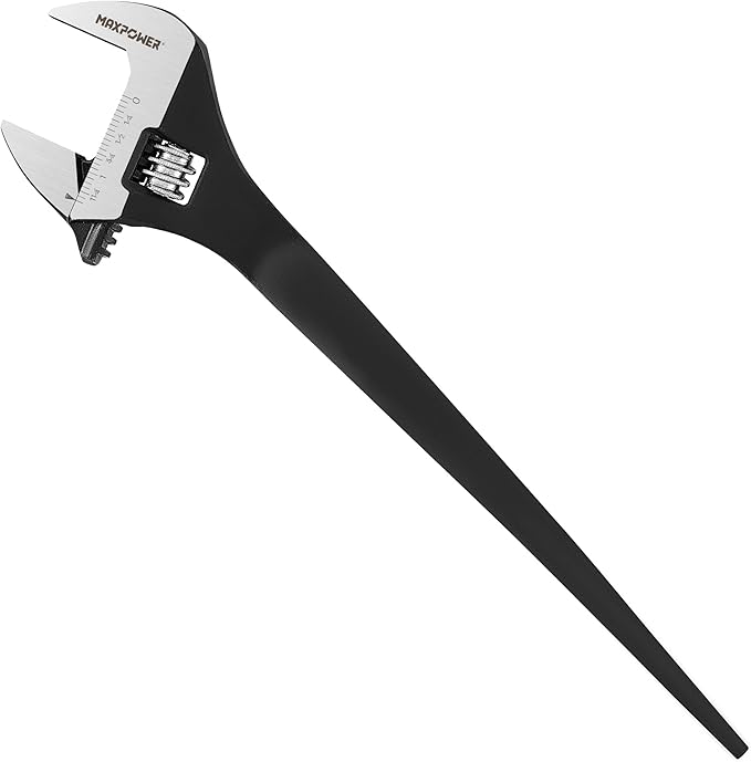 MAXPOWER 12 inch Spud Wrench, Max Jaw Opening 1-3/8 inch | Smooth Jaw, Continuous-tapered Handle for Alignment