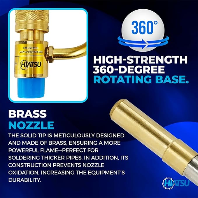 Portable Turbo Torch Kit - Durable Propane Torch with Adjustable Flame Control & Heavy-Duty Tips - Ideal Turbo Torch for HVAC & Refrigeration - Compatible with MAPP Gas