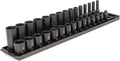 TEKTON 3/8 Inch Impact Socket Set, 30-Piece | SID91210 | (1/4 - 1 in.), Shallow and Deep, 6-Point, Socket Rail