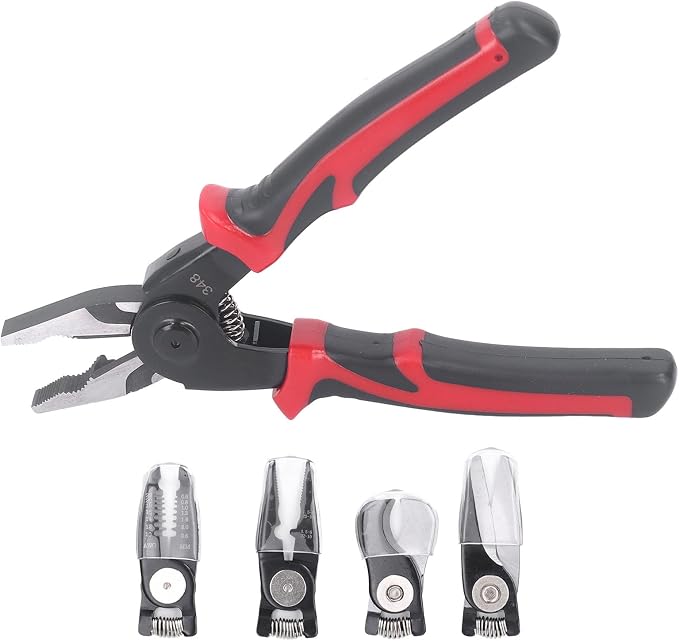 LiebeWH Multifunctional Pliers Set 5 in 1 Combination Interchangeable Pliers Kit with PVC 2 Color Coated Handle for Cutting Stripping Crimping, LiebeWHezng234sbd