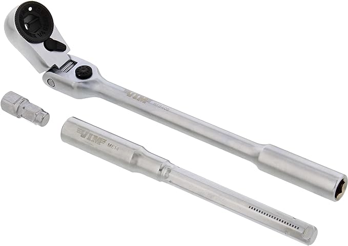 VIM Tools Flex Socket Ratchet to T Handle Wrench 3pc Set - 1/4in Small Ratchet Set with Socket Extension and Adapter