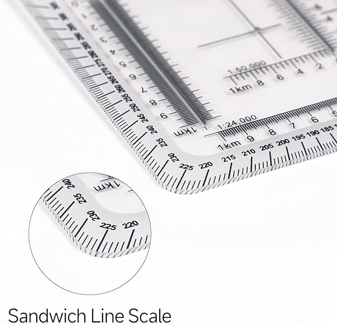 CYA UTM 2.75 x 2.75" Military Map Coordinate Scale Protractor Map for Land Navigation, Military Style UTM/MGRS Coordinate Scale
