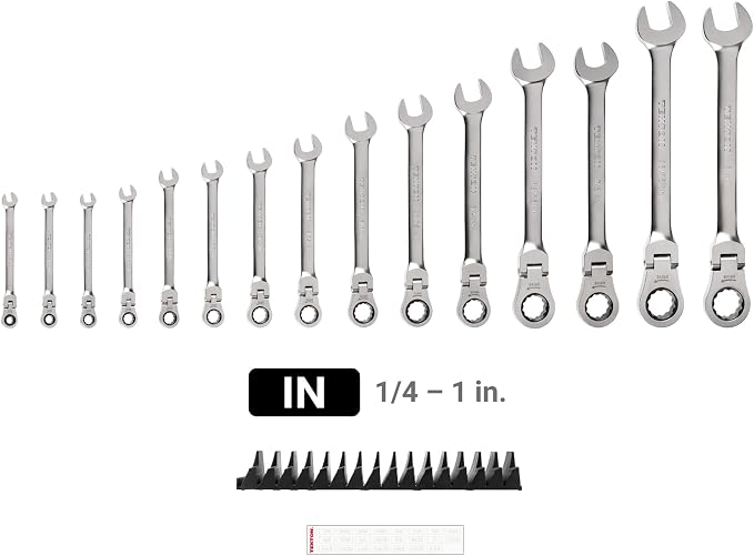 TEKTON Flex Head Ratcheting Combination Wrench Set, 15-Piece | WRC95301