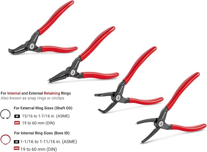 TEKTON 7 Inch Retaining Ring Pliers Set, 4-Piece | PRR90005