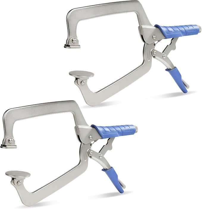 DRAGONITE Heavy Duty C Clamp, Vise Grip Locking Pliers With Swivel Pads, 15 Inch Face Clamp for Woodworking, Welding and Pocket Hole Joinery, 2 Piece