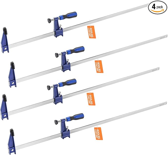 VEVOR Bar Clamps for Woodworking, 4-Pack 36 inch Opening, Lockable F-Clamp with 600 lbs Load Limit, 2-1/2 inch Depth, Cast Iron and Carbon Steel, Easy to Use, Wood Clamps for Woodworking Metal Working