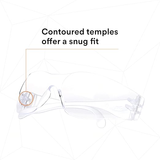3M Safety Glasses, Virtua 11228, Pack of 100, ANSI Z87, Unisex, Clear Lens, Clear Frame, Economical Eye Protection, Lightweight, UVA, UVB, UVC