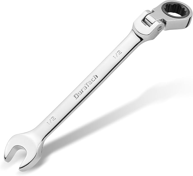 DURATECH 1/2" Flex-Head Ratcheting Combination Wrench | SAE, 72-Tooth, CR-V Steel