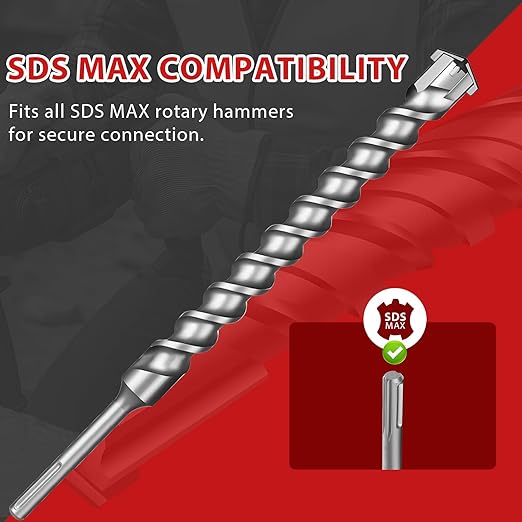 5/8" x 13" SDS Max Cross-Tip Rotary Hammer Drill Bit – Upgraded Heat-Treated Carbide Head, Extended Length 340mm for Longer Working Depth, Concrete Drill Bit for Masonry, Brick & Stone