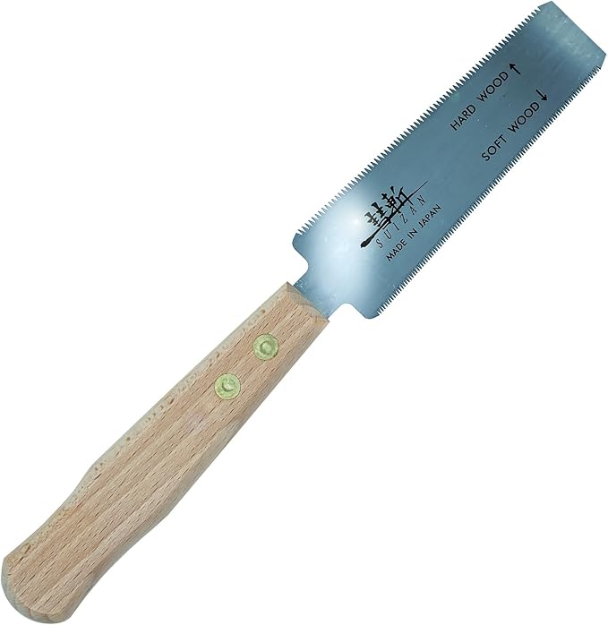 SUIZAN Flush Cut Saw 5" - Japanese Pullsaw Hand Saws Wood Cutting | Professional Pull Saw for Woodworking Furniture Making DIY Tools Dowel Trim Plugs No Set Teeth Sharp Blade Ryoba Double Edge