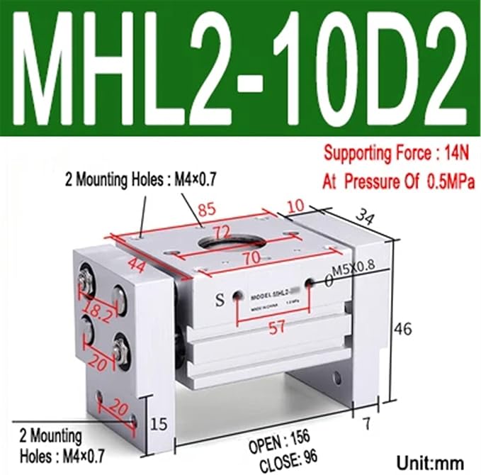 1pcs MHL2 10D 16D 20D 25D 32D 40D 1 2 Pneumatic Gripper Wide Type Air Parallel Cylinder Al Clamps Replacement T Bore 10-40mm(MHL2-10D2)