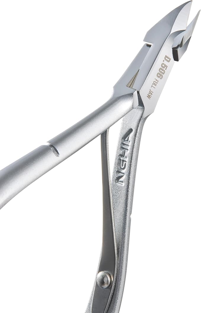 Premium Hard Steel Cuticle Nipper - D-506, Precision Nail Tech Nipper with Grey Plated Full Jaw and Single Spring