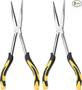 Premium Long Needle Nose Pliers-11’’, Paper Clamp Precision, High Carbon Steel, Soft Grip with Wire Cutter, Long Nose Cutting Pliers for Home, Fishing, Jewelry, Crafts,2pcs