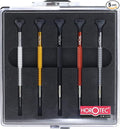Swiss Made Watch Screwdriver Set of 5 with Ball Bearing (0.60, 0.80, 1.00, 1.20, 1.4 mm) Aluminium Body Flat Head