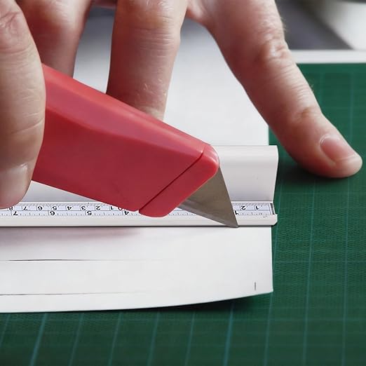 Tellegloww 1 Pcs 36 Inch Aluminum Cutting Safety Ruler with Non Slip Base Finger Guard Edge, Dual-Scale (Inch and Metric), Light Craft Safety Ruler, Use with Rotary Cutter for Paper, Leather, Fabric