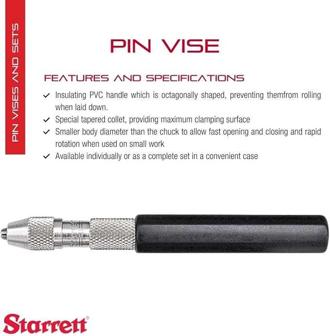 Starrett Pin Vise, .030 - .062" Range