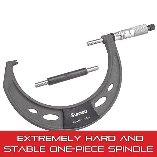 Starrett Outside Micrometer with Insulated Frame, Satin Chrome Finish and Advanced Sleeve Design - Quick and Easy Adjustment, 4-5" Range, .0001" Graduation - T444.1XRL-5