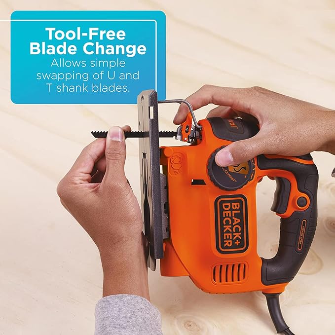 BLACK+DECKER Jig Saw, 5-Amp, 3,000 Blade Speed, 45 Degree Beveled Cuts, ¾-Inch Orbital Blade, 4 Curve Settings, Corded (BDEJS600C) (Pack of 2)