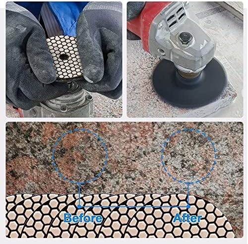 Dry Diamond Polishing Pads - 8pcs 5 inch #200 Sanding Pads Kit for Granite Marble Ceramic Used on Angle Grinder or Polisher…