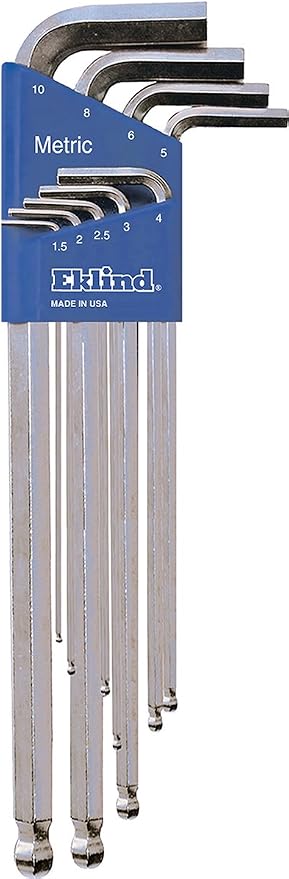 EKLIND 17322 Bright Ball-Hex L-Key Allen Wrench Combo- Extra Long Inch/MM (2 Sets 22pc)