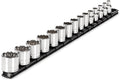 TEKTON 3/8 Inch Drive 12-Point Socket Set, 15-Piece | SHD91111 | (1/4 - 1 in.), Shallow, Socket Rail