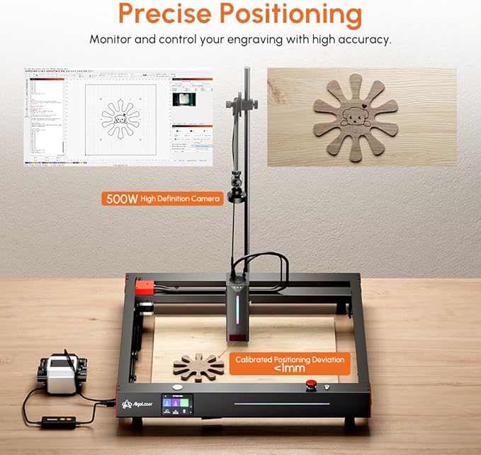 Algolaser Lightburn Camera for Laser Engraver – 5MP HD Laser Engraver Camera with Precise Positioning, Batch Processing, Job Preview, Image Tracking & Video Recording, Work Area 550×800mm