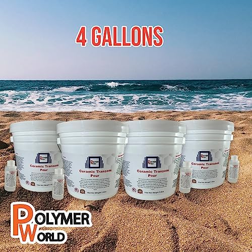 4 Gallons Ceramic Transom Pour for Transom Repairs, Docks, Power Boats, Coring Parts, Mounting Engines, Sea Wall Repair, Replacement for Wood Transoms.