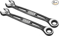 HARFINGTON 2Pcs Ratcheting Combination Wrench 12mm Stubby Wrench Metric High Carbon Steel Double 12-Point Box Open-Ended Ratchet Spanner Tool for Household Garage Workshop Auto Repairs, Black
