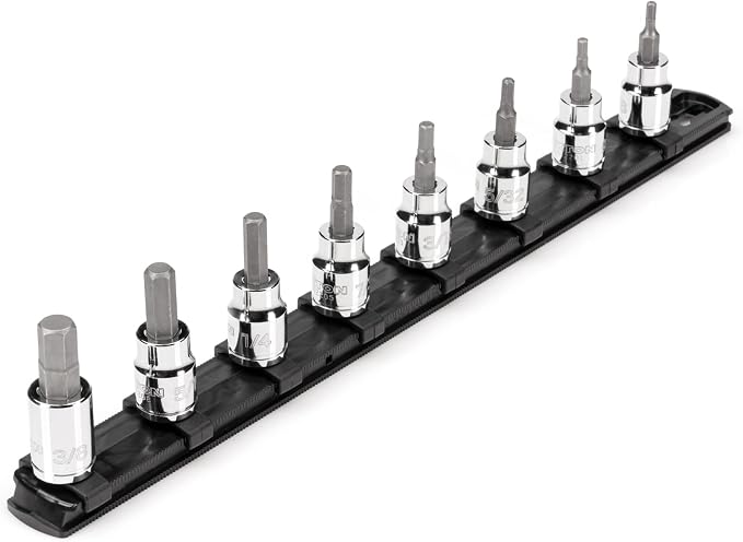 TEKTON Hex Bit Socket Set, 8-Piece | SHB91106 | 3/8 Inch Drive, (1/8 - 3/8 in.), Socket Rail