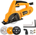 Hoteche 3-3/8-Inch Mini Circular Saw 5A Multifunctional Portable Saw with 3pcs Blades for Metal, Wood and Tile Cutting