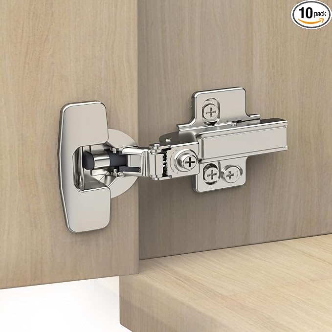Chibery 10 Pack Frameless Inset Soft Close Concealed European Hinges, Self Closing Satin Nickel, 105 ° Open Angle 4D Adjustment, Speed Control, Clip On, Stainless Steel for Cabinet Door