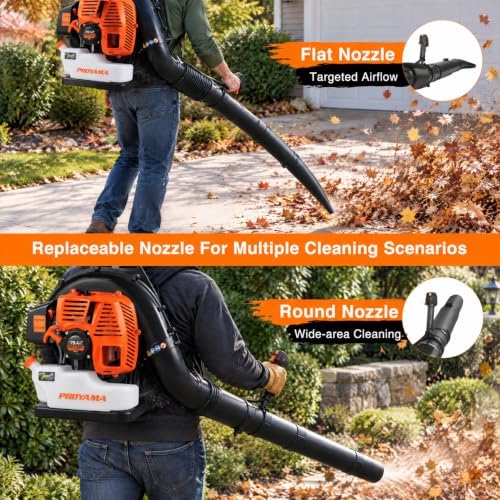 PROYAMA 79.4CC Gas Backpack Leaf Blower, 990CFM 270MPH Blower For Lawn Care