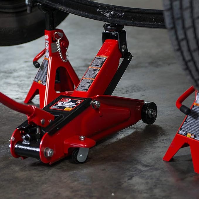 BIG RED T825013S1 Torin Hydraulic Trolley Floor Service/Floor with Blow Mold Carrying Storage Case, 2.5 Ton (5,000 lb) Capacity, Red