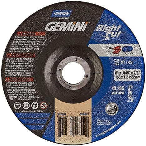 Norton Cut Off Wheel Gemini 6 Inch Cutting Wheel, Right Angle Grinder Cutting Wheel, Pack of 25 Cutting Discs