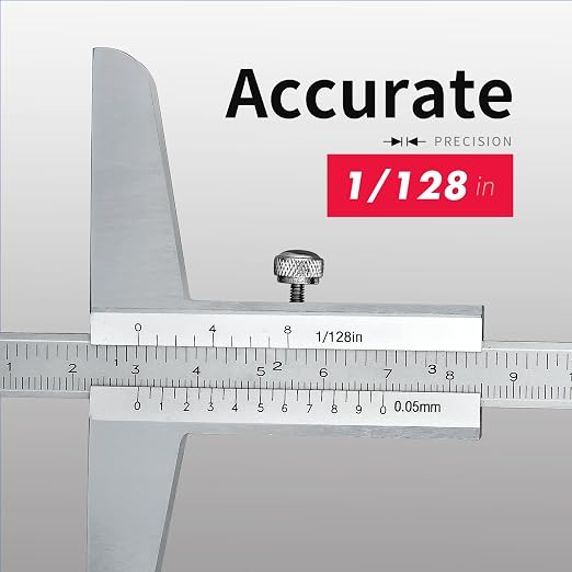 0-200mm Depth Vernier Caliper Micrometer Measuring Tool, 0.02mm Resolution,Carbonsteel Caliper Measuring Tool, DRINYOUNG (0-200/128in Depth Caliper)