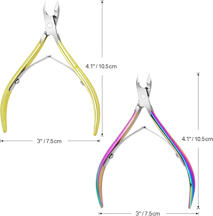 4 Packs Cuticle Nipper, Premium Stainless Steel Cuticle Trimmer for Manicure & Pedicure at Home/Spa/Salon [Gold and Rainbow Color]