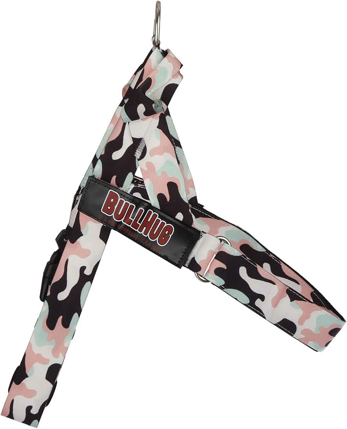 Adjustable Dog Harness– No Pull, No Choke – for English Bulldogs, French Bulldogs, Pugs & Broad-Chested Breeds – Easy, Safe Walks (Pink & Mint Camouflage, Large)