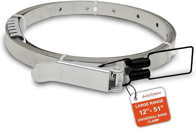 AceCrew Dust Collector Band Clamp One-Size-Fits-Most 11-1/2" to 51" Hose Clamp Stainless Steel Dust Strap (X-LARGE (11-1/2" to 51"))