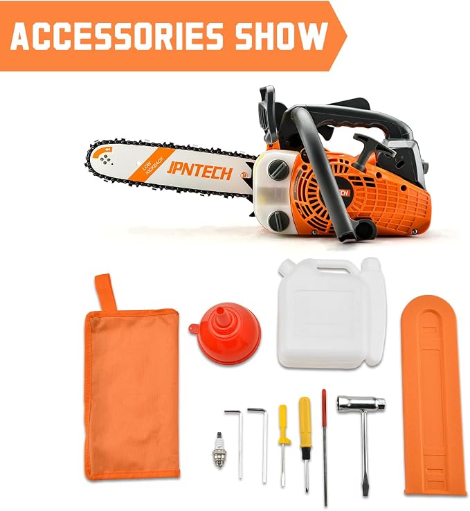 Gas Chainsaw 12 Inch Top Handle Chainsaw 25.4CC 2-Cycle Handheld Cordless Petrol Portable Gas Powered Chain Saw for Tree Wood Cutting