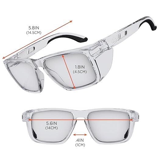 Ergodyne Skullerz SIXTEN Safety Glasses with Side Shields, Anti Fog + Anti Scratch, ANSI z87.1 with Protective Microfiber Bag