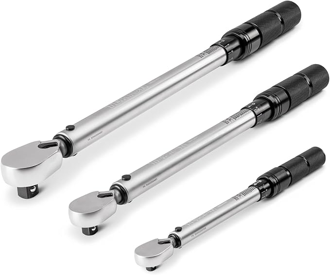 TEKTON 1/4, 3/8, 1/2 Inch Drive 90-Tooth Dual-Direction Micrometer Torque Wrench Set, 3-Piece (20-200 in-lb, 10-100 ft-lb, 40-200 ft-lb) | TRQ95901