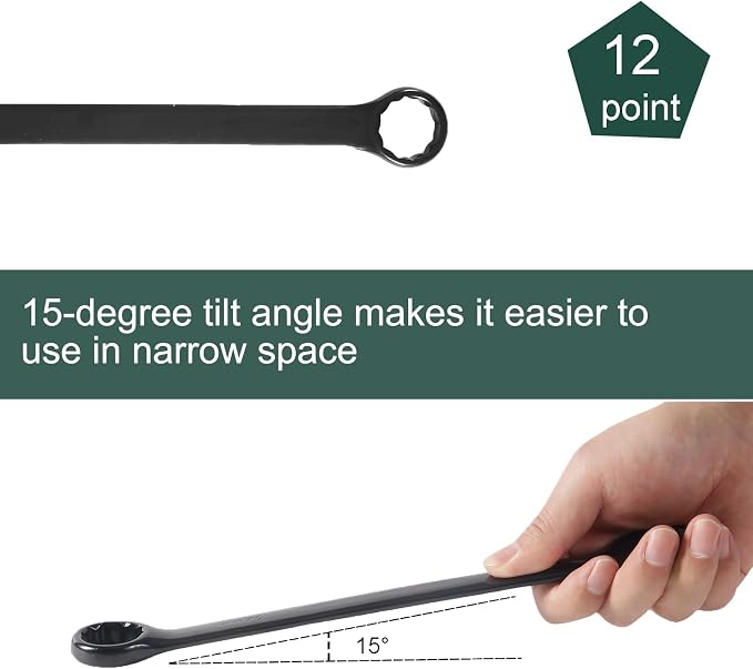 20-Piece Metric Combination Wrench Set in Roll-up Pouch, Metric 6-32mm, Spanner Wrench Set | 12 Point | Chrome Vanadium Steel | Fully Polished (Black)