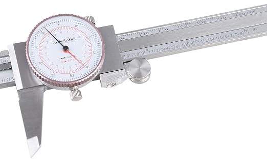 Accusize Industrial Tools 0-6''/0-150 mm by 0.001''/0.02 mm Inch/Metric Dual Needle Precision Dial Caliper Stainless Steel, P920-S236
