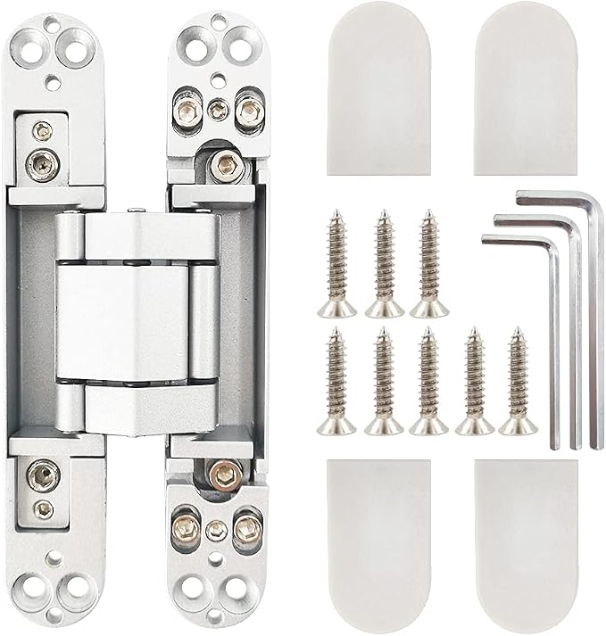 Concealed Door Hinges Heavy Duty Invisible Hidden Hinges 3-D Adjustable - 1 Pair