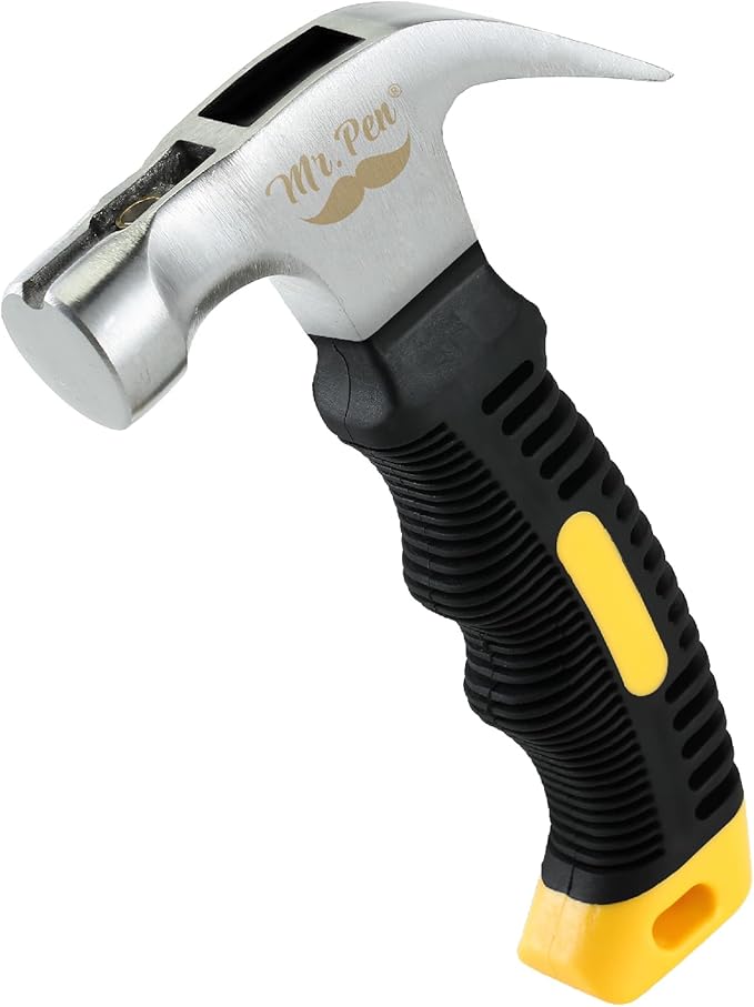 Mr. Pen- Claw Hammer, 8oz, Yellow, Magnetic, Small Claw Nail Hammer for Women for Camping, Wood Working, House Repairs, Claw, Stubby, Tack