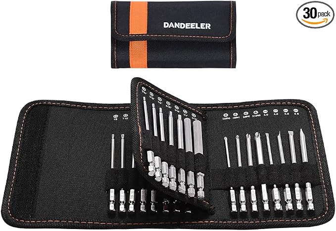 Dandeeler 30 Piece 4 Long Security Bit Set Torx Hex Slotted Phillips Square Pozidriv, with Tool Bag 30pc Long 4inch