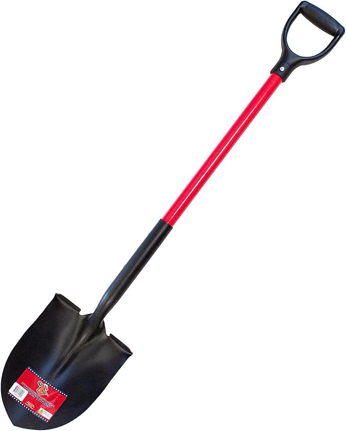BULLY TOOLS 62510 14 Ga. Round Point Shovel. Fiberglass Dgrip Handle.
