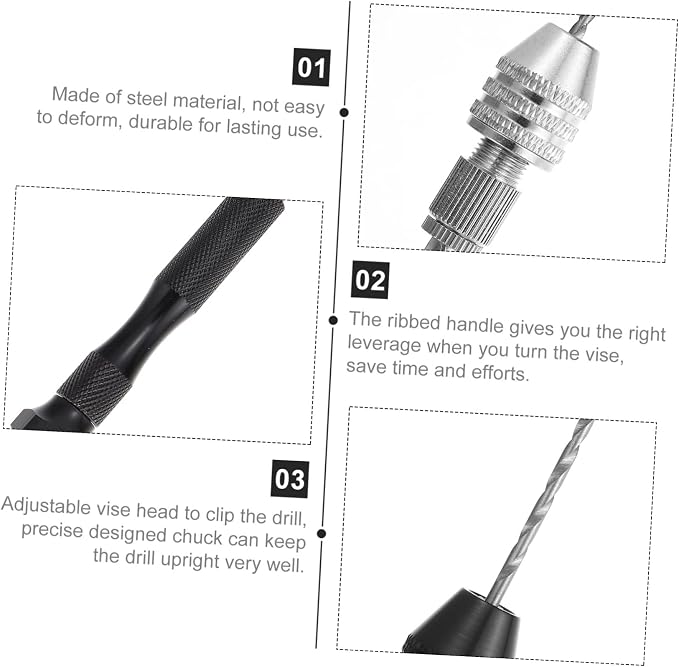 Angoily 2sets Hand Drills Jewelry Drilling Tools Drill Bit for Crafts Steel Pin Vise Hand Twisted Bits for Precision Work
